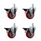 Service Caster 3.5'' Red Poly Wheel Swivel 3/4'' Square Stem Caster Set with Brake, 4PK SCC-SQ20S3514-PPUB-RED-PLB-34-4 - alternate 1
